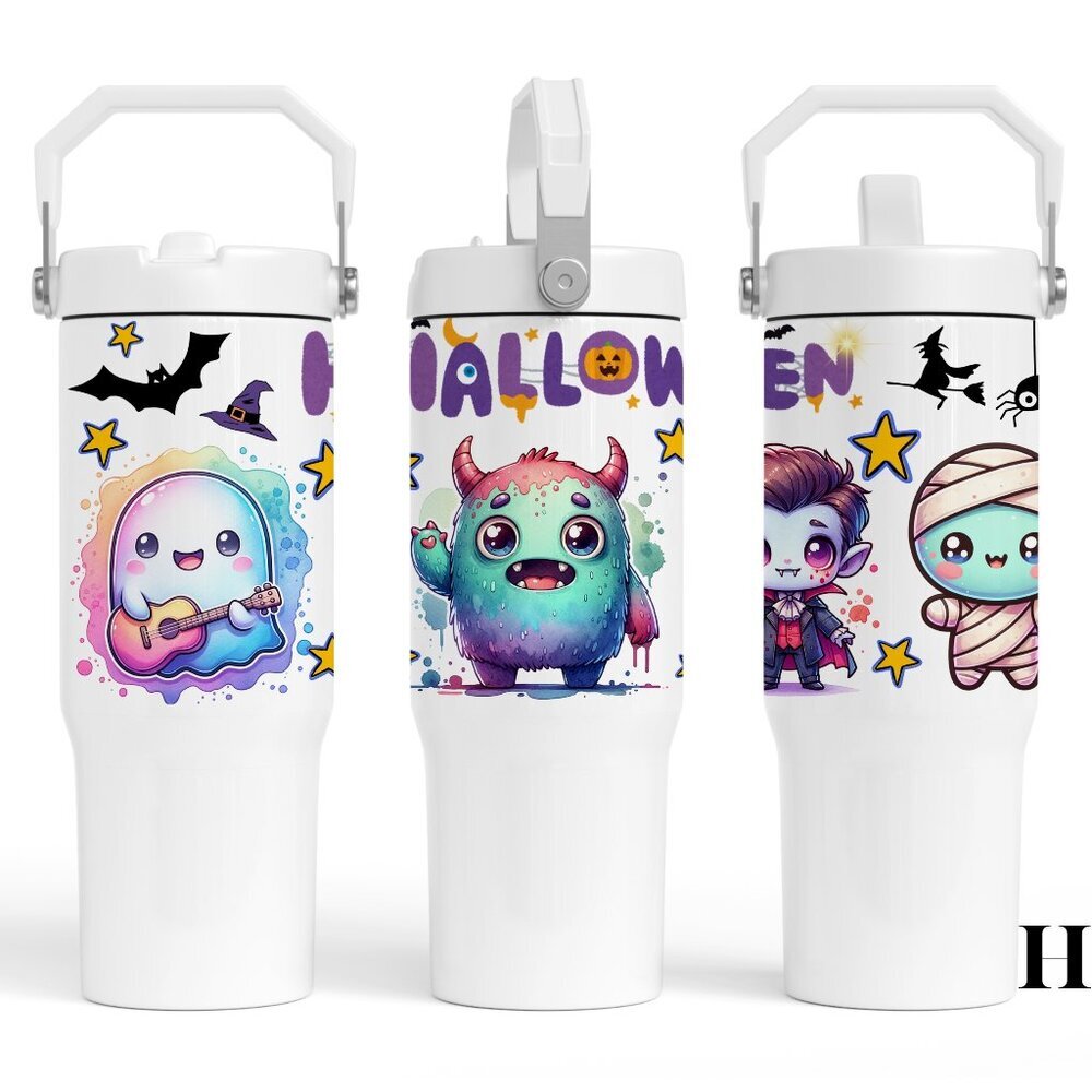 Halloween 30 oz Tumbler with flip straw, Horror Friends, Scary Horror Character